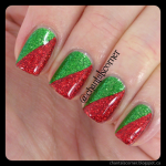 red and green Christmas nails