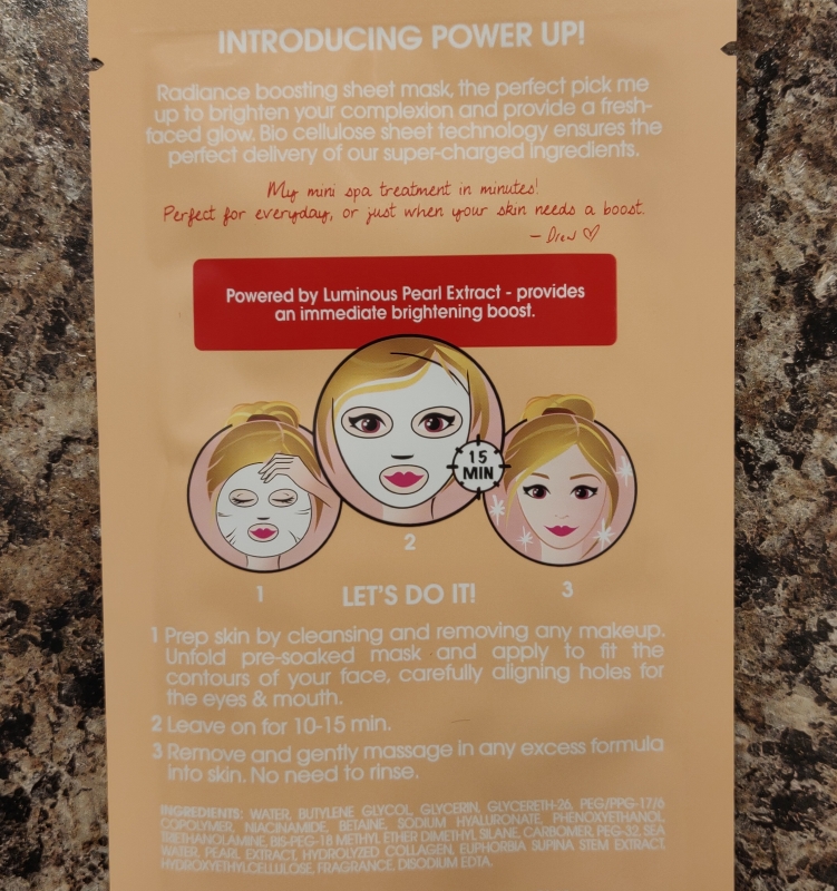 FLOWER Beauty Power Up! Sheet Mask Radiance Boosting ingredients