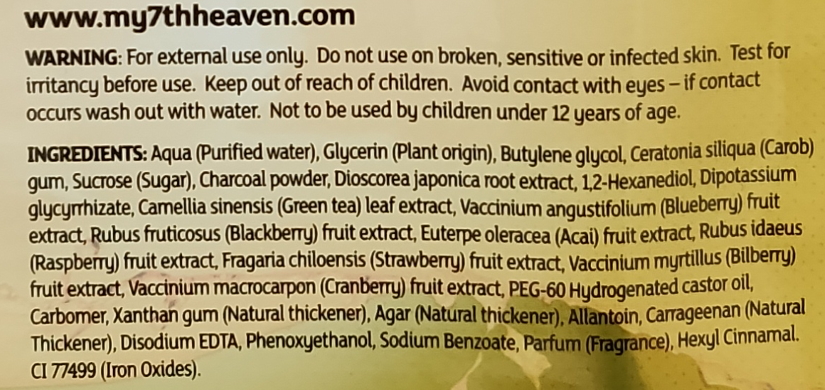7th heaven renew you Detox & Replenish Hydrogel Mask ingredients