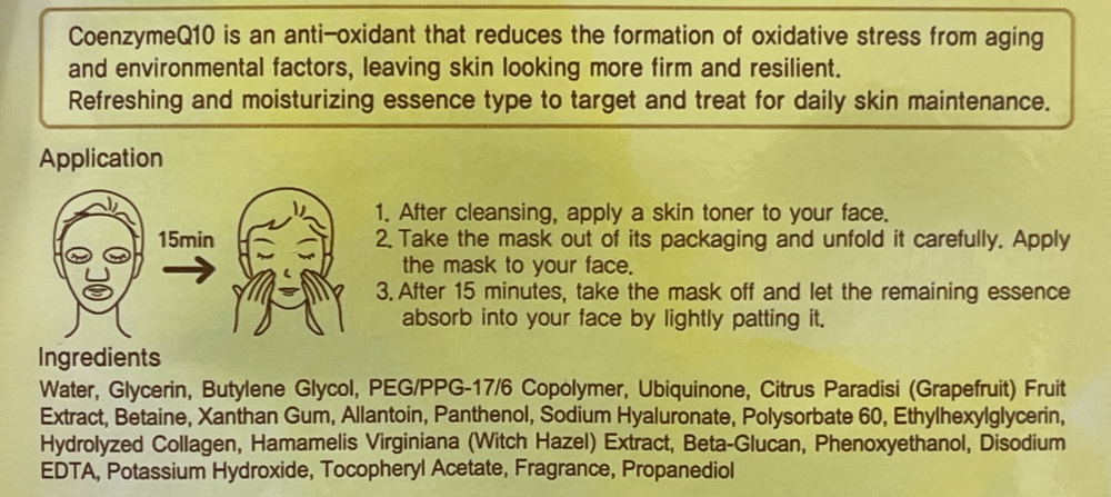 naisture elastic q10 sheet mask ingredients